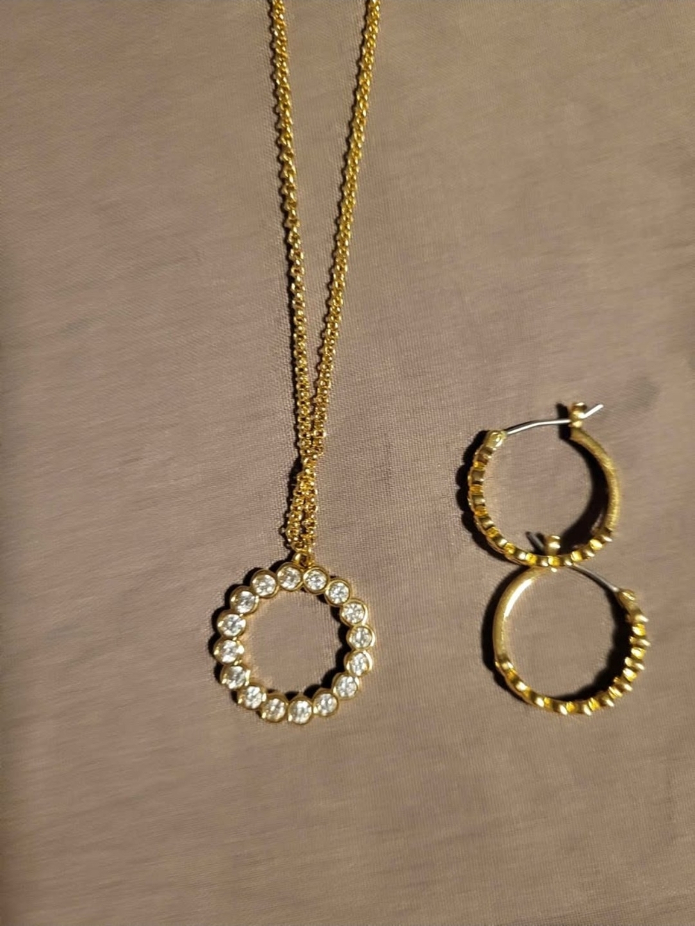 Kate Spade "Full circle" Huggie Earrings and Necklace Set.